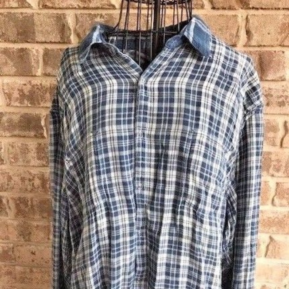Lucky Brand XL Blue Indigo Western Pearl Snap NWT - Picture 5 of 8